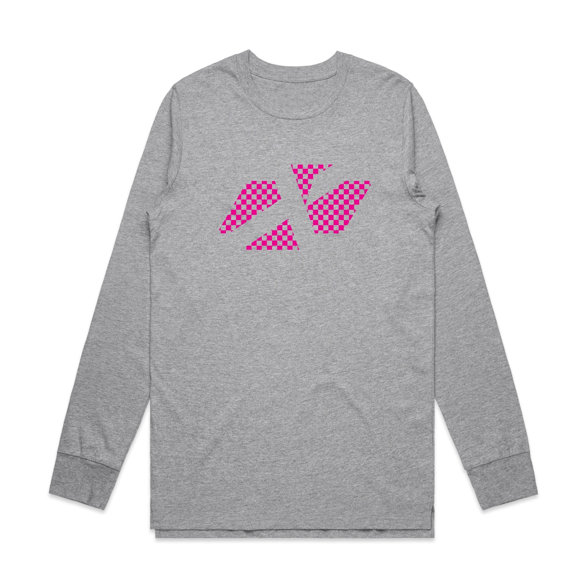 ADULT CROSS ICON CHEQUERED PINK LS TEE