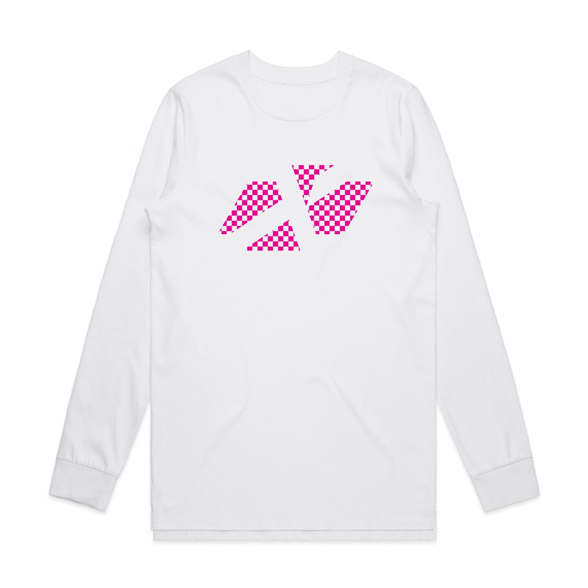 ADULT CROSS ICON CHEQUERED PINK LS TEE