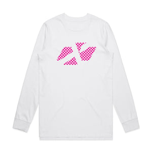 ADULT CROSS ICON CHEQUERED PINK LS TEE