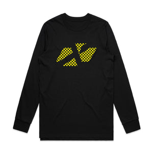 ADULT CROSS ICON CHEQUERED YELLOW LS TEE