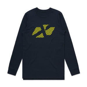 ADULT CROSS ICON CHEQUERED YELLOW LS TEE