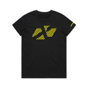 ADULT CROSS ICON CHEQUERED YELLOW TEE