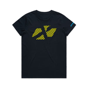 ADULT CROSS ICON CHEQUERED YELLOW TEE