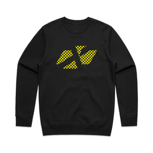 ADULT CROSS ICON CHEQUERED YELLOW CREW