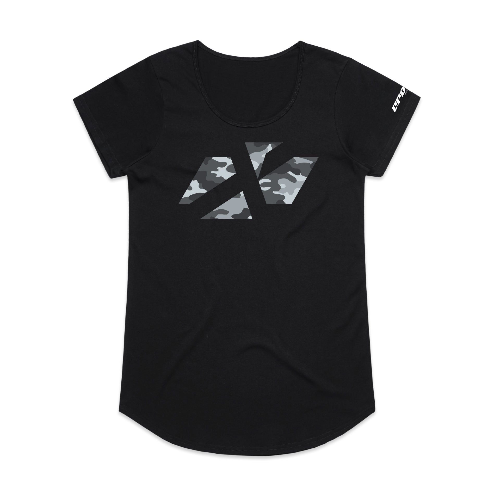 ADULT CROSS ICON CAMO SCOOP TEE