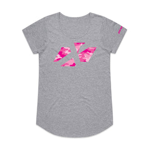 ADULT CROSS ICON CAMO PINK SCOOP TEE