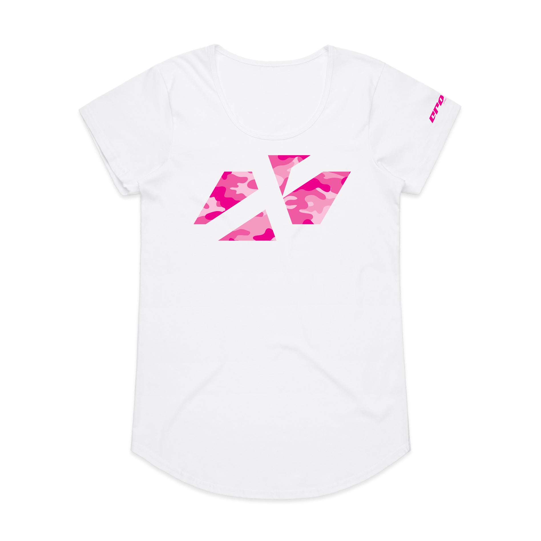 ADULT CROSS ICON CAMO PINK SCOOP TEE