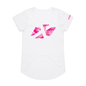 ADULT CROSS ICON CAMO PINK SCOOP TEE