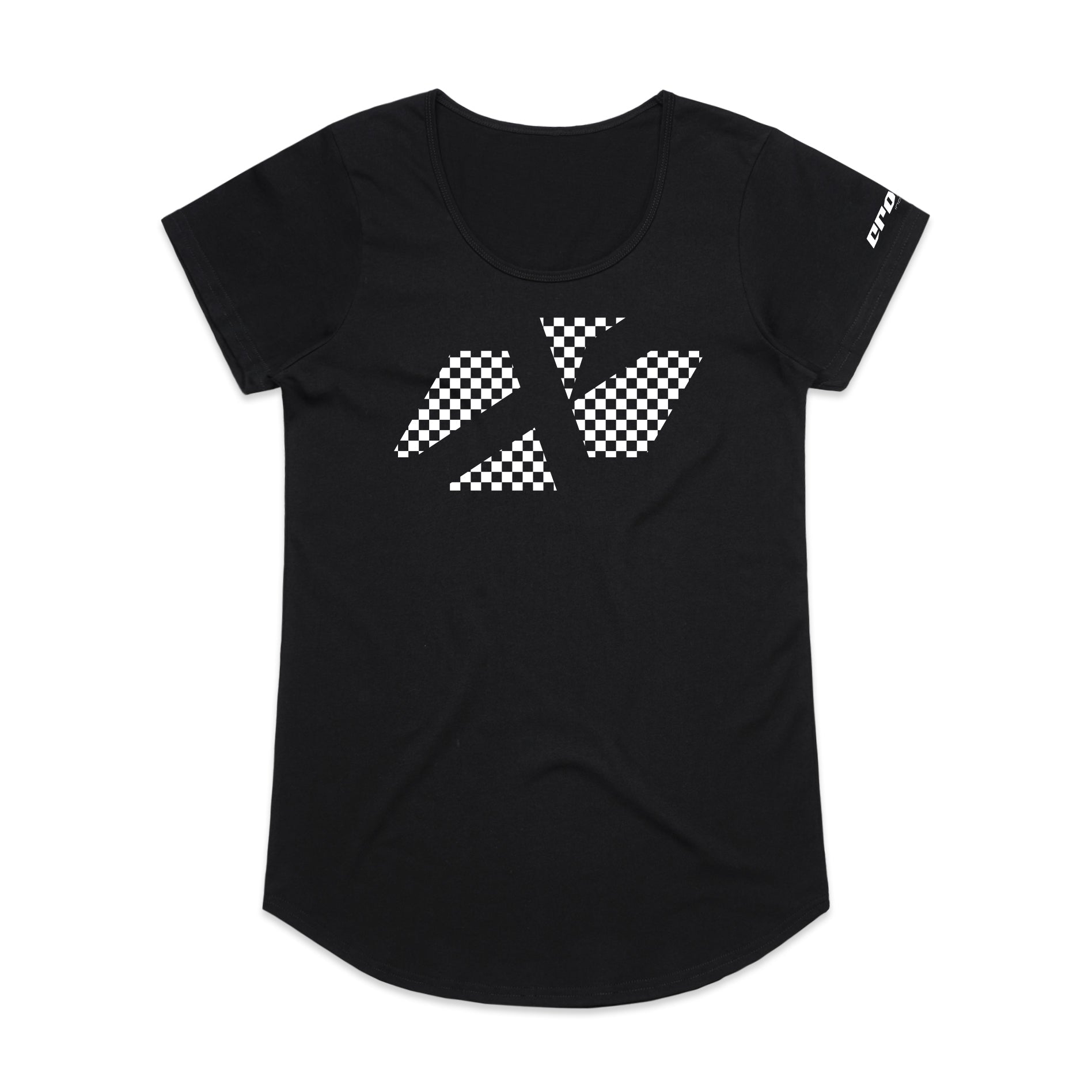 ADULT CROSS ICON CHEQUERED SCOOP TEE