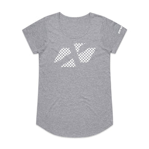 ADULT CROSS ICON CHEQUERED SCOOP TEE